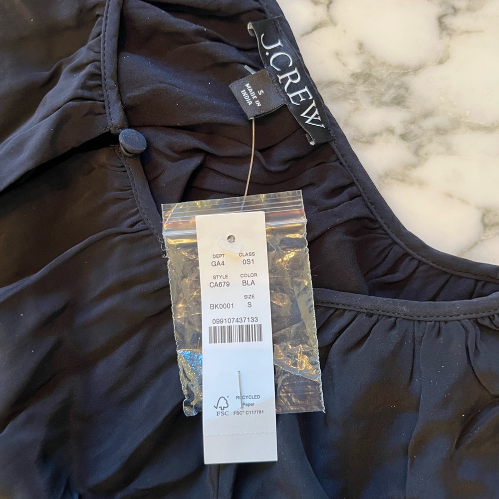 NWT J Crew Elena puff-sleeve dress in crepe de chine S sensor rip needs repair - Picture 12 of 16